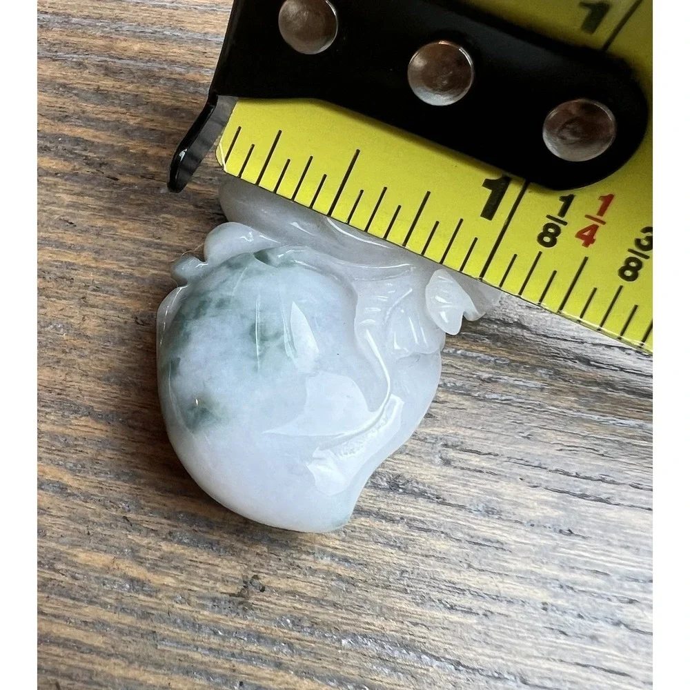 Natural Green Jade Jadeite Pendant Elephant Peach Carved Lucky Prosperity Charm